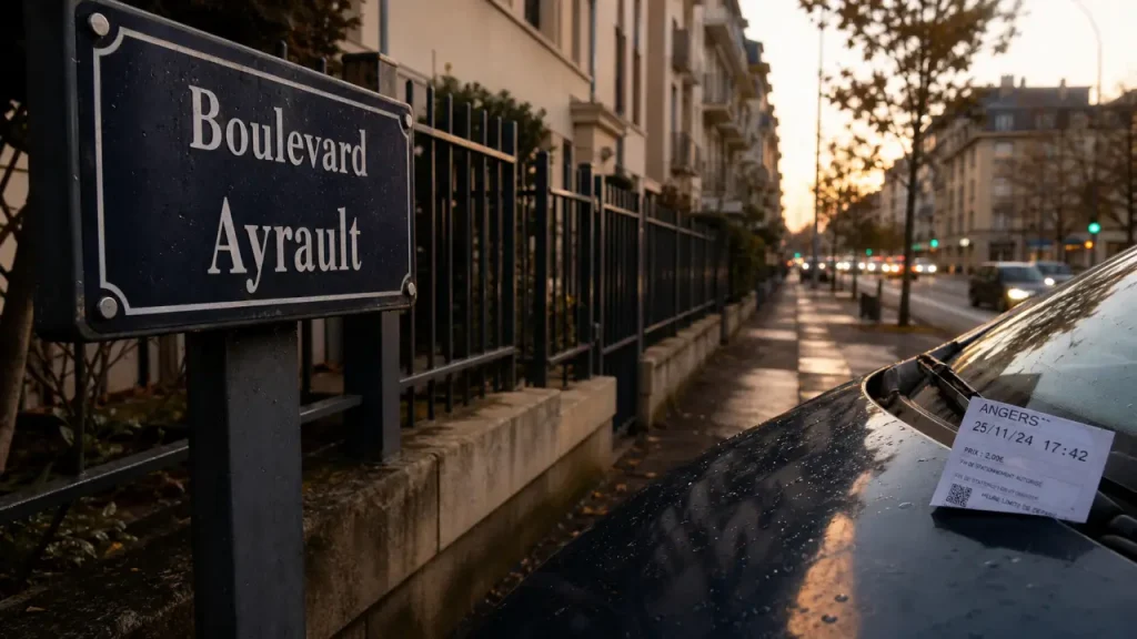Boulevard ayrault à Angers, rue et façades, panneau boulevard Ayrault