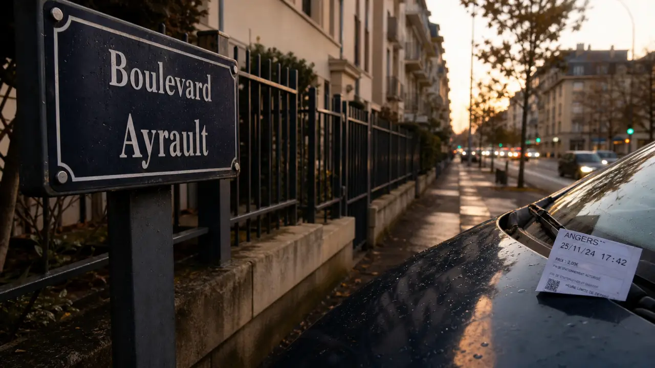 Boulevard ayrault à Angers, rue et façades, panneau boulevard Ayrault