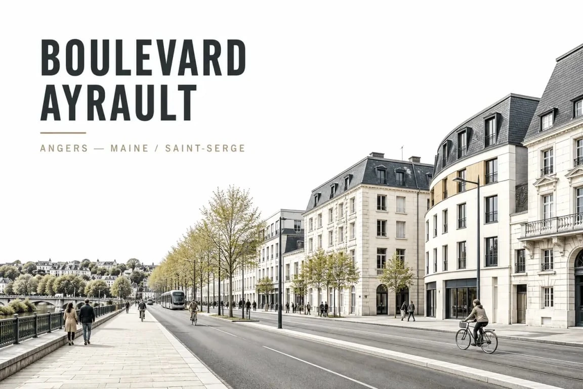 Boulevard Ayrault à Angers, vue urbaine près de la Maine et de Saint-Serge