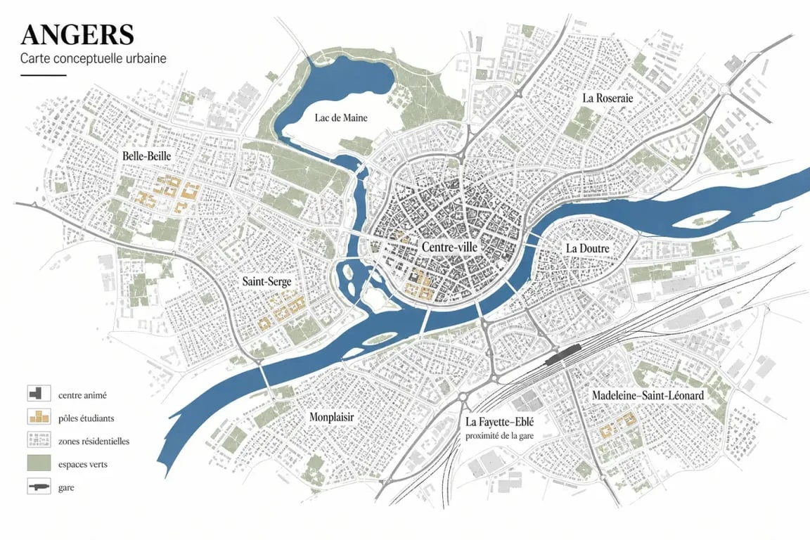 Angers quartier : carte éditoriale des principaux quartiers et profils de vie
