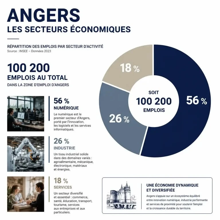 Répartition des secteurs économiques des entreprises à Angers