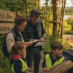 Parc de loisirs angers : famille au sentier, enfants et jeux