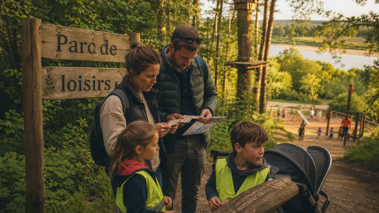 Parc de loisirs angers : famille au sentier, enfants et jeux