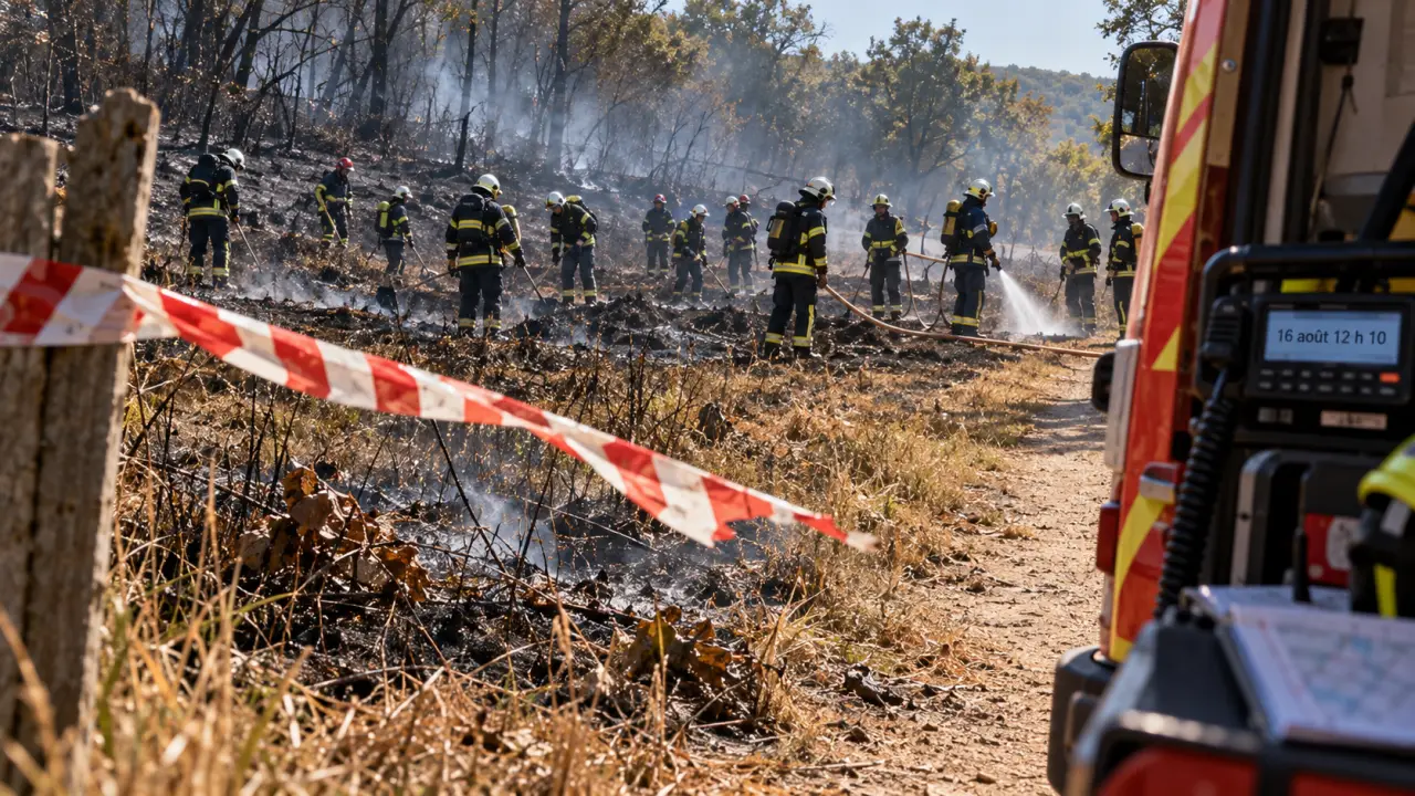 Incendie hutreau angers : ruban d’interdiction et sapeurs-pompiers sur place